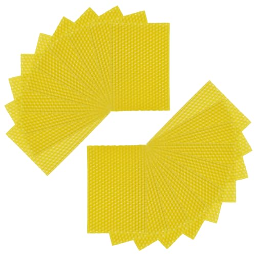 20 Stück Reine Bienenwachsplatten, Mittelwände Wachsplatten zum Gestalten und Verzieren von Kerzen DIY, Bienenwachs Kerzen Bemalen für Imker Rähmchen Kerzenherstellung Tauf Kommunionskerzen 13.2x9cm von Flylin