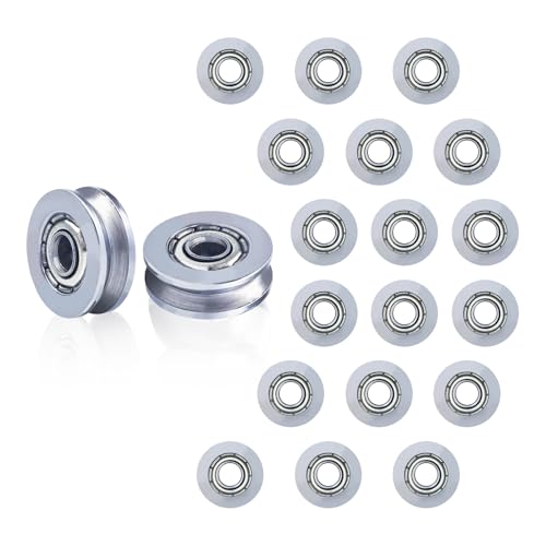 20-teiliges V-Nut-Lager, V623ZZ-Riemenscheibenlager aus Kohlenstoffstahl, Miniatur-Riemenscheibenlager für lineares Schienenbewegungssystem (3 * 12 * 4mm) von Flylin