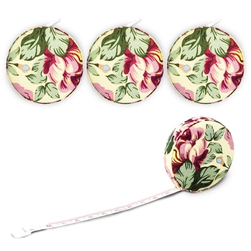 4 Stück Massband Körper, 1.5m/60“ Einziehbares Weiches Doppelseitiges Maßband Schneidermaßband Measuring Tape, Körperumfang Schneider Nähzubehör zum Messen Von Länge, Brust, Taille Usw (Blume) von Flylin