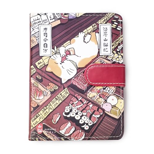 Zusammensetzung Notebook mit Magnetverschluss, Schulsachen Tagebuch Notizbuch Japanische Cartoons Gedruckt Cover, A5 Lined Schreibbuch Handmalerei Cover Notizbuch Pad Autotyp Handgezeichnetes (Katze) von Flylin