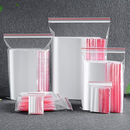 Flyoo 100Stk. Druckverschlussbeutel Transparent, 12x17cm Plastikbeutel Verschließbar, Zip Beutel, Wiederverschliessbar Wasserdichter Plastik beutel, Plastiktüten mit Verschluss, Wenden Sie auf Küche von Flyoo