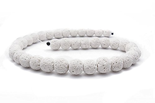 Farbige Lavastein-Perlen, rund, vulkanischer Edelstein, lose Perlen für Halsketten, Armbänder, Schmuckherstellung (weiß, 8 mm) von Fodattm