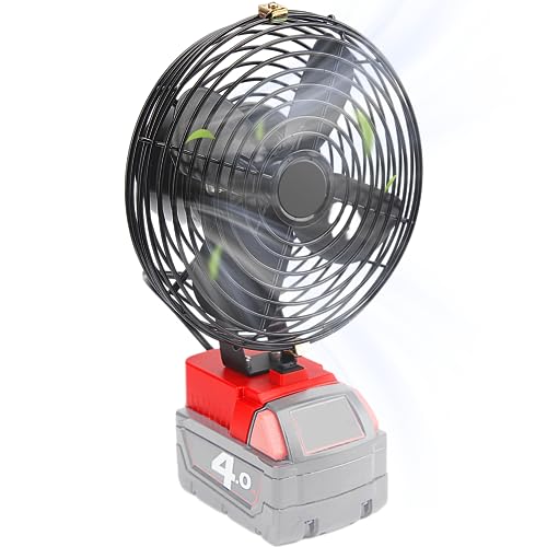 Flysoon Baustellenventilator für Milwaukee M18 Akku, kabelloser tragbarer Arbeitsventilator, 20 W, 3600 U/min, Niederspannungsschutz, batteriebetriebener Ventilator für Milwaukee (ohne Batterie) von Flysoon