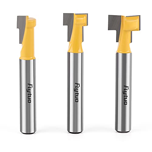 Flytuo 3-teiliges Schlüssellochfräsen-Bits-Set, 1/4 Zoll Schaft, Hartmetall-T-Nut-Fräser-Bit mit 5/16 & 3/8 & 1/2 Zoll Klingendurchmesser für Holz, Sechskantschraube, T-Schienenfräsen-Set Flytuo 3-teiliges Schlüssellochfräsen-Bits-Set, 1/4 Zoll Schaft, Hartmetall-T-Nut-Fräser-Bit mit 5/16 & 3/8 & 1/2 Zoll Klingendurchmesser für Holz, Sechskantschraube, T-Schienenfräsen-Set von Flytuo