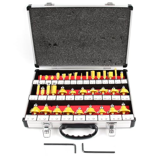 Flytuo 35-teiliges Fräser-Bit-Set, 1/4-Zoll-Schaft – Hartmetallbestücktes Holzbearbeitungs-Set für Profis und Anfänger, inklusive Aluminium-Legierung Flytuo 35-teiliges Fräser-Bit-Set, 1/4-Zoll-Schaft – Hartmetallbestücktes Holzbearbeitungs-Set für Profis und Anfänger, inklusive Aluminium-Legierung von Flytuo