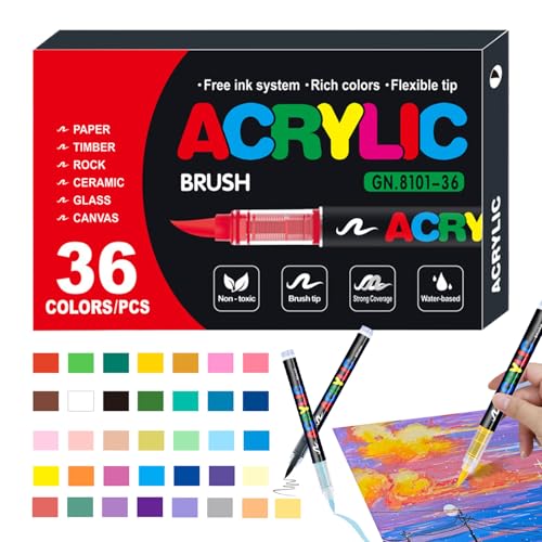 Fmzrbnih Acrylfarbenmarker - Acrylmarkierungen Set, tragbarer Acrylfarbe | Wasserdichte Kunsthandwerksmalerei, feine Acrylmarkierungen für Holz, Steinmalerei, Stoff, Leinwand, Papier, Glas Fmzrbnih Acrylfarbenmarker - Acrylmarkierungen Set, tragbarer Acrylfarbe | Wasserdichte Kunsthandwerksmalerei, feine Acrylmarkierungen für Holz, Steinmalerei, Stoff, Leinwand, Papier, Glas von Fmzrbnih
