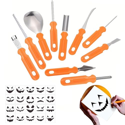 Kürbisschnitzkit - Kürbisschneider, tragbare Halloween -Schablone Set | Mehrzwecksägen -Schöpfer -Schabermesser, Partys Dekoration Sichere durobare Werkzeuge für Erwachsene Kinder Kürbiskunst und von Fmzrbnih
