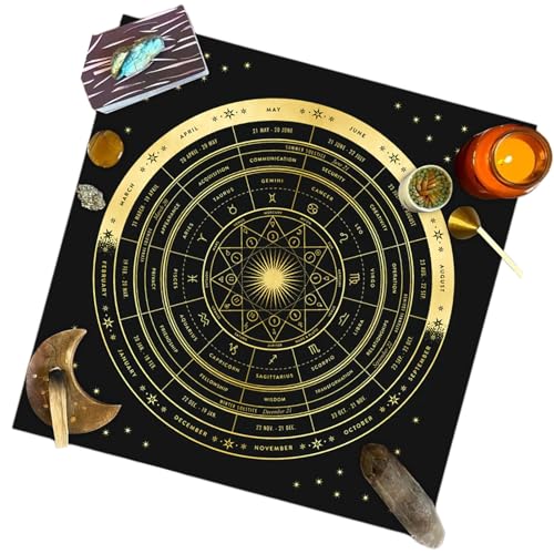 Tarot-Altartuch – Quadratisches Hexen-Tarottuch, Kristallgittertuch | Multifunctional Strapazierfähiges Samt-Tarottuch, Hexentischtuch, Feines Astrologie-Orakel-Pad Zum Tarotlesen (Schwarz, Lila) von Fmzrbnih