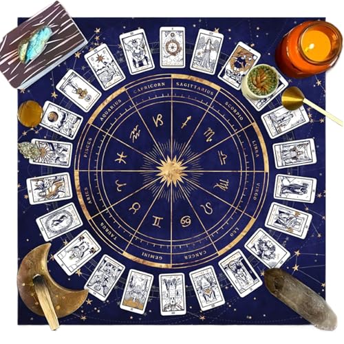 Tarot-Altartuch – Quadratisches Hexen-Tarottuch, Kristallgittertuch | Multifunctional Strapazierfähiges Samt-Tarottuch, Hexentischtuch, Feines Astrologie-Orakel-Pad Zum Tarotlesen (Schwarz, Lila) von Fmzrbnih