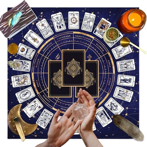 Tarot-Tischtuch – Quadratische Tarot-Pendelmatte, Wahrsage-Altartuch | Strapazierfähiges Samt-Brettspiel-Pad, Spirituelle Tarotmatte, Feines Hexen-Tarottuch Zum Wahrsagen (Schwarz, Lila) von Fmzrbnih