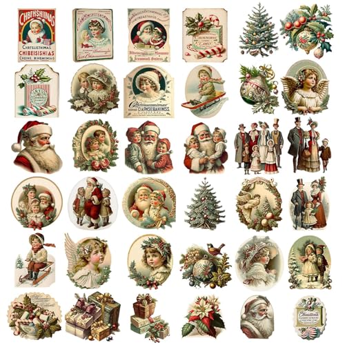 Vintage Weihnachtsaufkleber - 36x Urlaubstaste, Weihnachtsaufkleber, Kinderklassenzimmerpreise | Tragbare Snowboard -Laptop -Dekorationen, Wickelaufkleber -Set, niedliche festliche Abziehbilder für Fr Vintage Weihnachtsaufkleber - 36x Urlaubstaste, Weihnachtsaufkleber, Kinderklassenzimmerpreise | Tragbare Snowboard -Laptop -Dekorationen, Wickelaufkleber -Set, niedliche festliche Abziehbilder für Fr von Fmzrbnih