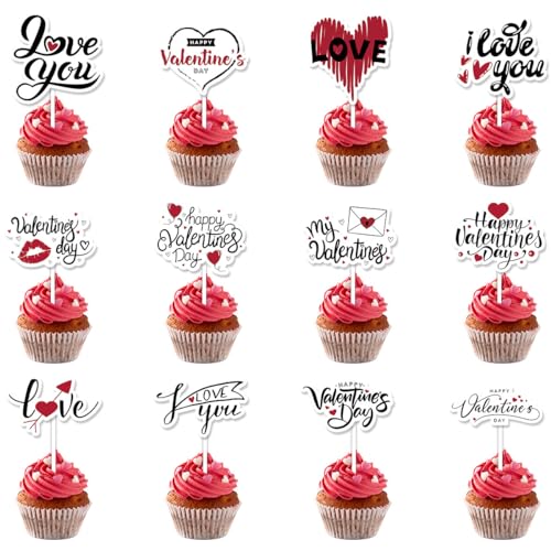 Fnaobai Cupcake-Topper zum Valentinstag, glitzernd, süßes Liebesherz, Kuss für Valentinstag, Thema, Hochzeit, Jahrestag, Kuchendekorationen für Partyzubehör Fnaobai Cupcake-Topper zum Valentinstag, glitzernd, süßes Liebesherz, Kuss für Valentinstag, Thema, Hochzeit, Jahrestag, Kuchendekorationen für Partyzubehör von Fnaobai