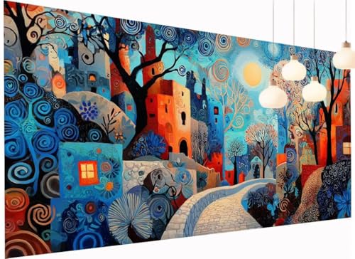 Diamond Painting XXL 60x120 cm, Diamant Painting Bilder Abstrakt DIY Stadt Diamond-Painting Erwachsene, 5D Bastelset Erwachsene Eckige Steine Full Drill Stickerei Arts Craft für Home Decor S2-1023 von Fneuexng