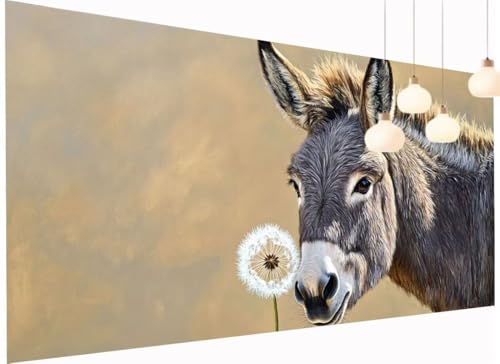 Diamond Painting XXL 80x160 cm, Diamant Painting Bilder Löwenzahn DIY Esel Diamond-Painting Erwachsene, 5D Mosaik Bastelset Erwachsene Runden Full Drill Stickerei Arts Craft für Home Wand Decor S2-608 von Fneuexng