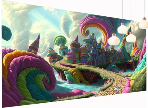 Diamond Painting XXL 90x180 cm, Diamant Painting Bilder Abstrakt DIY Schloss Diamond-Painting Erwachsene, 5D Mosaik Bastelset Erwachsene Runden Full Drill Stickerei Arts Craft für Home Decor S2-1008 Diamond Painting XXL 90x180 cm, Diamant Painting Bilder Abstrakt DIY Schloss Diamond-Painting Erwachsene, 5D Mosaik Bastelset Erwachsene Runden Full Drill Stickerei Arts Craft für Home Decor S2-1008 von Fneuexng