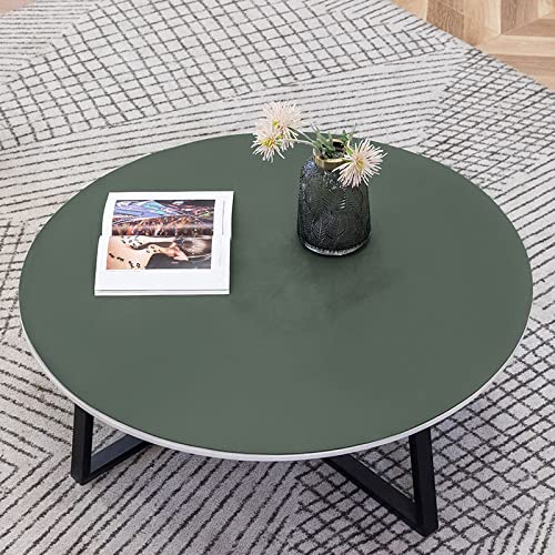 Fnho Damast Tischdecke eckig,Tischdecke Wasserabweisend,Rundes PVC-Leder-Tischset, ölbeständige und waschbare Tischdecke,Grün A,60cm Durchmesser von Fnho