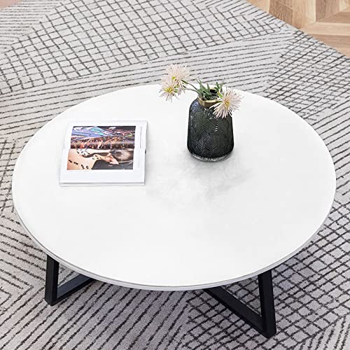 Fnho Tischdecke Gartentischdecke,hochwertig gefertigtes Tischtuch,Rundes PVC-Leder-Tischset, ölbeständige und waschbare Tischdecke, weiß, 60 cm Durchmesser von Fnho