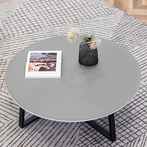 Fnho Tischdecke Größe wählbar,waschbare Küchentischabdeckung,Rundes PVC-Leder-Tischset, ölbeständige und waschbare Tischdecke, grau, 100 cm Durchmesser von Fnho