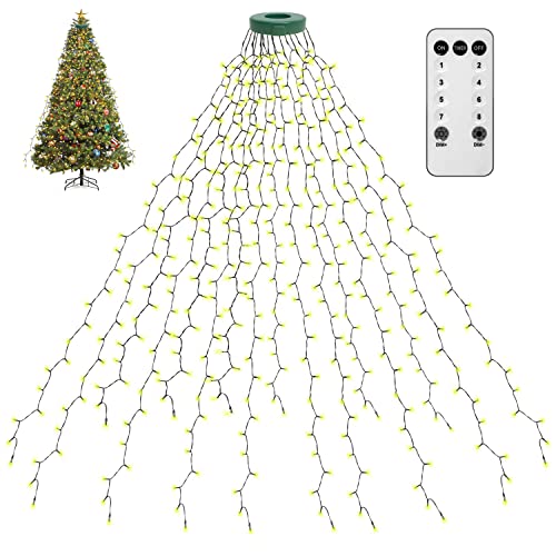 Fnwsja lichterkette weihnachtsbaum 400er LEDs Lichterkette Fernbedienung mit 16 Zweig 2meter Lichtstreifen für 1m-2.4m Weihnachtsbaum dekoration Garten Heim Party (Warmweiß) von Fnwsja
