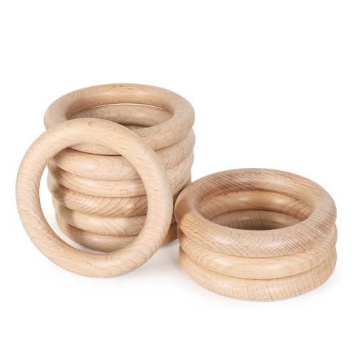 FoDau770 10 Stück natürliche Buchenholzringe, unlackierte Massivholzringe, robuste Holzkreise, Makramee-Bastelkreise für Party, Heimdekoration & Heimwerkerherstellung - Außendurchmesser: 7,6 cm FoDau770 10 Stück natürliche Buchenholzringe, unlackierte Massivholzringe, robuste Holzkreise, Makramee-Bastelkreise für Party, Heimdekoration & Heimwerkerherstellung - Außendurchmesser: 7,6 cm von FoDau770