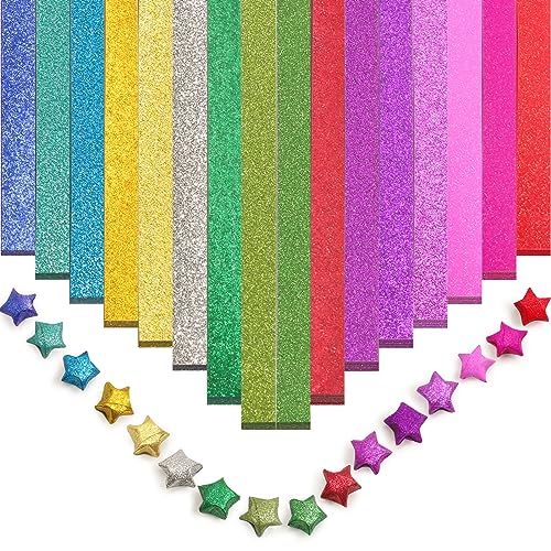 FoDau770 Glitzerstern-Papierstreifen, 360 Blatt Origami-Stern-Papier, Dekorationspapierstreifen, bunte Dekoration, Faltpapier für Kunst, Handwerk, Geschenk, DIY-Projekt – 18 Farben FoDau770 Glitzerstern-Papierstreifen, 360 Blatt Origami-Stern-Papier, Dekorationspapierstreifen, bunte Dekoration, Faltpapier für Kunst, Handwerk, Geschenk, DIY-Projekt – 18 Farben von FoDau770