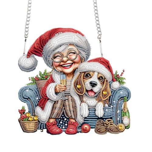 Focart 5D DIY Acryl spezielle geformte Diamanten Malerei hängende Anhänger Kits, Weihnachten Oma Diamant Kunst hängende Fenster Anhänger Ornament für Heimdekoration und Geschenk Focart 5D DIY Acryl spezielle geformte Diamanten Malerei hängende Anhänger Kits, Weihnachten Oma Diamant Kunst hängende Fenster Anhänger Ornament für Heimdekoration und Geschenk von Focart