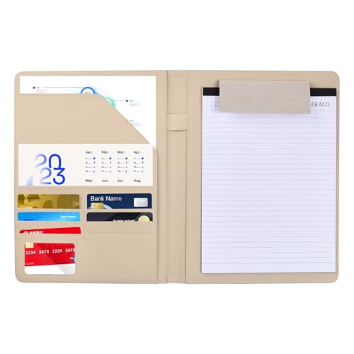 Focenat A4 Klemmbrettmappe mit A4 Notizblock, Dokumentenmappe Leder mit Dokumentenfächern und Stiftehalter, Klemmbrett a4 mit Deckel, Multifunktionale Konferenzmappe Grau für Schule Industrie Büro Focenat A4 Klemmbrettmappe mit A4 Notizblock, Dokumentenmappe Leder mit Dokumentenfächern und Stiftehalter, Klemmbrett a4 mit Deckel, Multifunktionale Konferenzmappe Grau für Schule Industrie Büro von Focenat