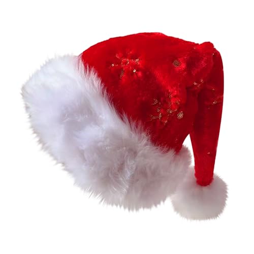 Focenat Weihnachtsmütze, Nikolausmütze, Weihnachtsmann Mütze Erwachsene, Warm und Dicker, Santa Mütze mit Pailletten für Frauen und Männer, Rot, Klassischer Focenat Weihnachtsmütze, Nikolausmütze, Weihnachtsmann Mütze Erwachsene, Warm und Dicker, Santa Mütze mit Pailletten für Frauen und Männer, Rot, Klassischer von Focenat