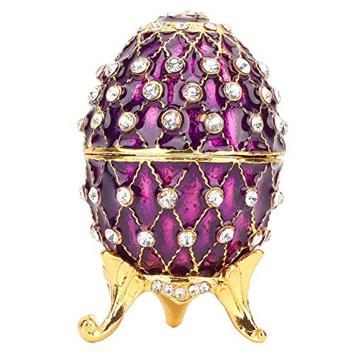 Emaillierte Faberge Osterei Schmuckschatulle, Vintage russischen Stil emaillierte Ei Veranstalter Trinket Box einzigartiges für Freunde, Dekoration, Sammlerstück (lila) von Focket