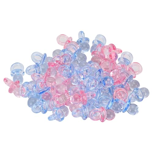 Focket 100 Pcs Acrylpopflinge Schönes Design Reich an Farbe für Babyfeierlichkeiten Geeignet (Transparentes Rosa + Blau) von Focket