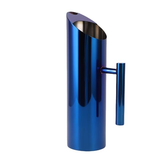 Fockety 1,5 L Edelstahl-Wasserkrug, 304 Rostfreier Kalt Beständiger Getränke Behälter mit Ergonomischem Griff, für Eistee-Kaffeesaft-Limonaden-Cocktails (BLUE) von Fockety