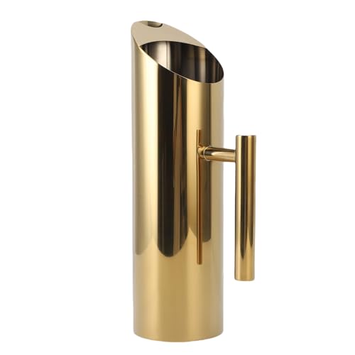 Fockety 1,5 L Edelstahl-Wasserkrug, 304 Rostfreier Kalt Beständiger Getränke Behälter mit Ergonomischem Griff, für Eistee-Kaffeesaft-Limonaden-Cocktails (GOLD) von Fockety