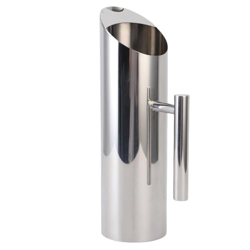 Fockety 1,5 L Edelstahl-Wasserkrug, 304 Rostfreier Kalt Beständiger Getränke Behälter mit Ergonomischem Griff, für Eistee-Kaffeesaft-Limonaden-Cocktails (SILVER) von Fockety