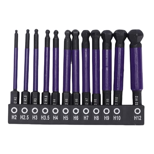 Fockety 12 PCs Ball End Hex Head Bohrmaschine Bit Set, 1/4 Zoll Sechskant Shank Alloy Steel Sechs Bit Set mit Lagerhalter, Allen Wrach Bohrer Bit für Reparaturen der Automobilindustrie von Fockety
