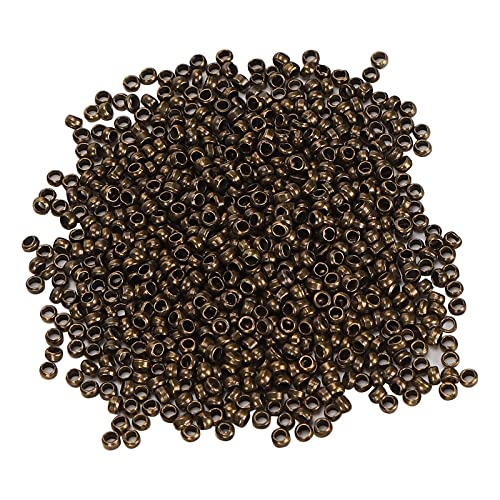 Fockety 500 Crimp -Perlen, 2 Mm Runde Metallhalterperlen für Schmuckherstellung mit Stahlmaterial, Sichere Verschlüsse Sprungringe für DIY -Armbänder Halsketten Ohrringe (Bronze) von Fockety
