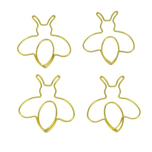 Fockety 80 Stück Büroklammern, bienenförmige Büroklammern, Metall-Papierklammer-Notizklammern mit Aufbewahrungsbox zum Dekorieren von Scrapbooks, Fotoalben, Einladungskarten (GOLD) von Fockety