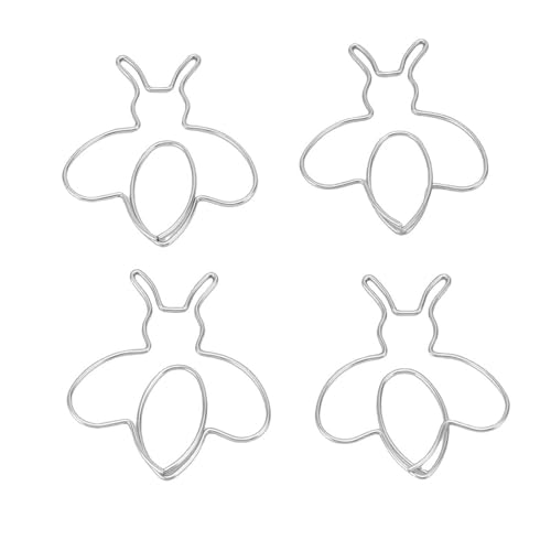 Fockety 80 Stück Büroklammern, bienenförmige Büroklammern, Metall-Papierklammer-Notizklammern mit Aufbewahrungsbox zum Dekorieren von Scrapbooks, Fotoalben, Einladungskarten (SILVER) von Fockety