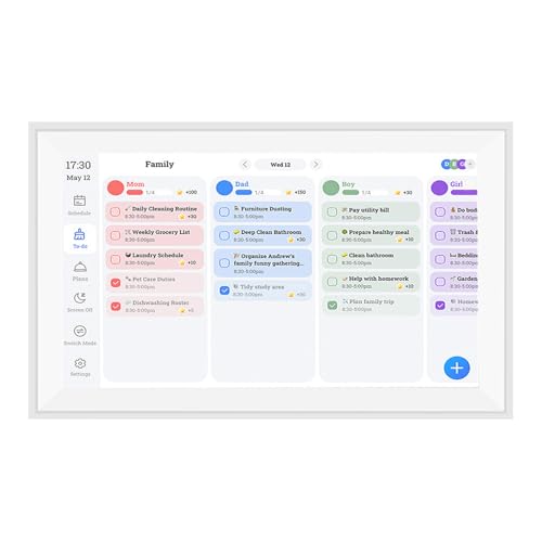Fockety Digitaler Kalender, 15,6 Zoll 1080P FHD, App, Wettervorhersage, Smart Touchscreen, Wandplaner, Aufgabenplan, elektronischer Kalender für Familienpläne, Wochen (EU-Stecker 100-240V) von Fockety