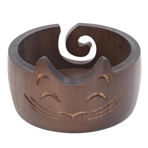 Fockety Garnhalter, Niedliche Katzenform, Strickschüssel, Wollhalter, Verhindert Knotenlöcher, Katzengarnschale, DIY Handgefertigtes Häkelzubehör und Zubehör-Organizer für (18 * 18 * 10cm) von Fockety