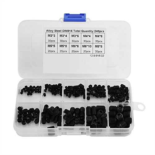 Fockety Praktische 240 Sockelschraube Sortiment Allen Head Socket Hex Set Grub Screw Box Kit Din916 M3-M8 für Tischler und Reparaturtechniker Legierung Stahl Stahl Black 12.9 Fockety Praktische 240 Sockelschraube Sortiment Allen Head Socket Hex Set Grub Screw Box Kit Din916 M3-M8 für Tischler und Reparaturtechniker Legierung Stahl Stahl Black 12.9 von Fockety