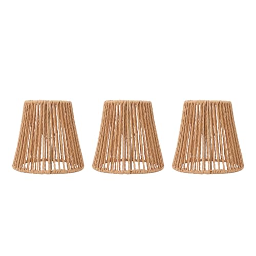 Fockety Rattan-Lampenschirm, 3 Stück Gewebter Lampenschirm für Pendelleuchte, Handgewebter Lampenschirm, Lampenschirme Ersatz für Stehlampen, Pendelleuchte, Kronleuchter von Fockety