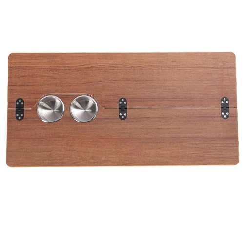 Fockety Rechteckige Tischplatte, Marine Wohnmobil Tischplatte mit 2 Getränkehaltern, 80 x 40 cm, Wohnmobil Tischplatte aus Massivholz für Bootsanhänger, Yachtdeck, Essbereich (Brown von Fockety