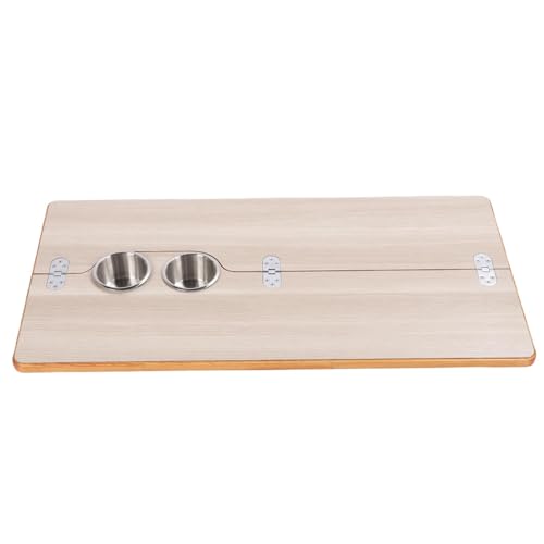 Fockety Rechteckige Tischplatte, Marine Wohnmobil Tischplatte mit 2 Getränkehaltern, 80 x 40 cm, Wohnmobil Tischplatte aus Massivholz für Bootsanhänger, Yachtdeck, Essbereich (Holzfarbe) von Fockety