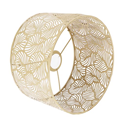 Fockety Tischlampenschirm, Einrichtungseisen 25 Cm Durchmesser Lampenschirm 16 Cm Höhe Hohles Design für E14 (Gold) von Fockety