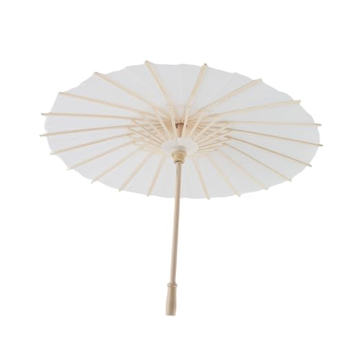 Fockety Weißes Papier Dekoratives Regenschirm Parasol für DIY -Handmalerei, Vintage -Look, Robuste Massive Holzrippe, Ideal für Schulübungen Im Schulunterricht, 1 Pack (40cm Durchmesser) von Fockety