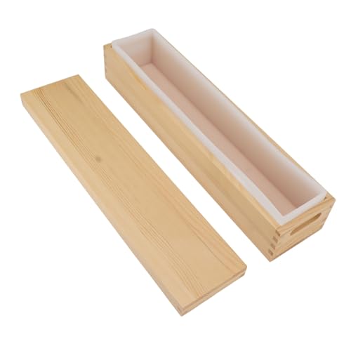 Rechteckige Seifenform, 2200 Ml, Flexible Silikon Kasten Seifenform mit Holzbox für die Herstellung von Bastelseife, Selbstgemachtes DIY Werkzeug, Seifenherstellungszubehör, von Fockety
