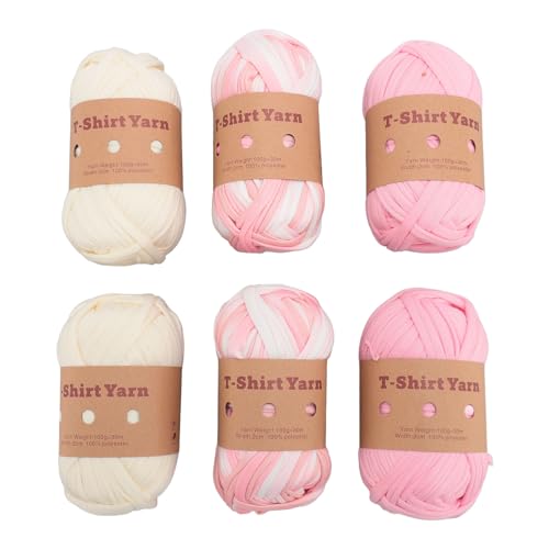 T -Shirt -Garn, 6pcs Dickes Häkelstuchgarn mit Guter ElastizitäT, T -Shirt -Strickgarn -Teppichgarn für DIY -Stricken, Waschbares Garn für Wohnkultur, Häkelprojekte, Geschenke (Typ 7) von Fockety
