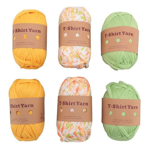 T -Shirt -Garn, 6pcs Dickes Häkelstuchgarn mit Guter ElastizitäT, T -Shirt -Strickgarn -Teppichgarn für DIY -Stricken, Waschbares Garn für Wohnkultur, Häkelprojekte, Geschenke (Typ 8) von Fockety