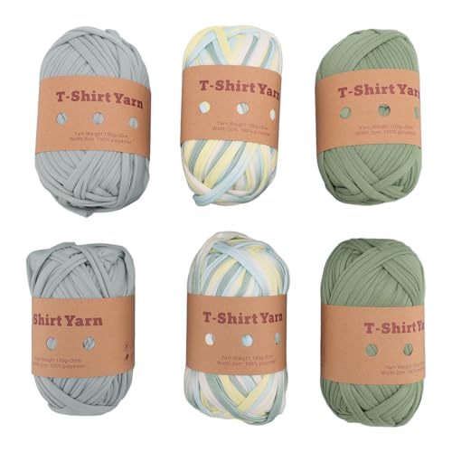 T -Shirt -Garn, 6pcs Dickes Häkelstuchgarn mit Guter ElastizitäT, T -Shirt -Strickgarn -Teppichgarn für DIY -Stricken, Waschbares Garn für Wohnkultur, Häkelprojekte, Geschenke (Typ 9) von Fockety