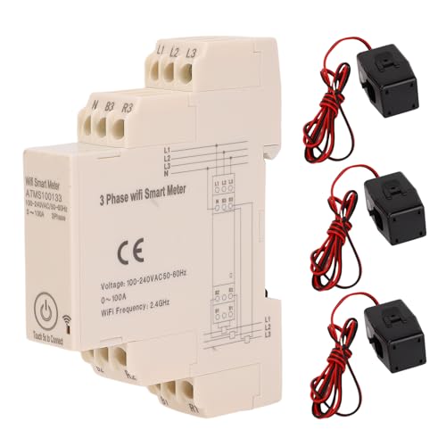WiFi Smart Energy Messgerät, 0-100A 3 Phase DIN Rail Home Energy Monitor mit 3pcs 100A CT-Klemme, App-Fernbedienung Intelligentem Strommesser für Echtzeit-Stromüberwachung WiFi Smart Energy Messgerät, 0-100A 3 Phase DIN Rail Home Energy Monitor mit 3pcs 100A CT-Klemme, App-Fernbedienung Intelligentem Strommesser für Echtzeit-Stromüberwachung von Fockety